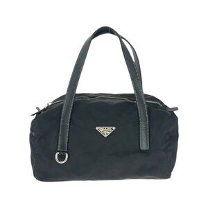 Prada Tessuto Triangle Logo Plate Black Silver Hardware Nylon Handbag Mini